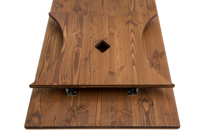 table frame mounted and folded