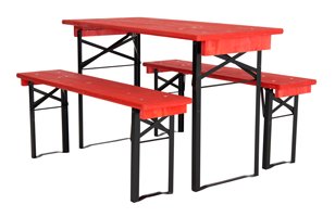 half table and benches set- red black