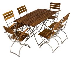 picnic, pub or garden table with picnic, pub or garden chairs and armchairs