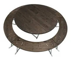 round table and benches set-medium table