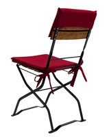 garden chair with upholstery and seat cushion from behind