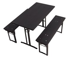 Table and benches set without holes in the table top