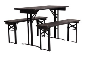 Table and benches set frames flatt black