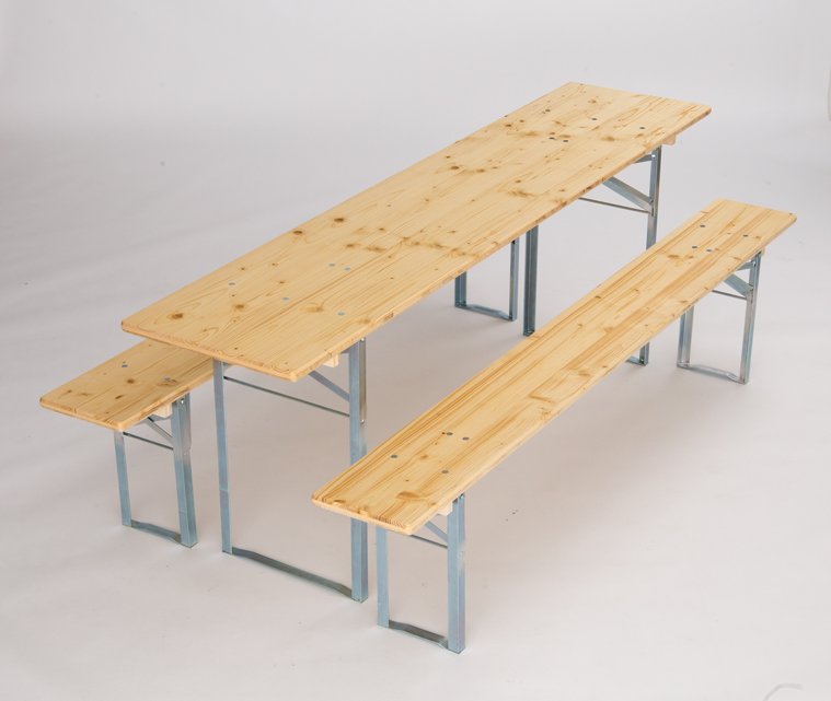 Table and benches set standard fittings galvanized