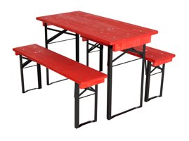 short red table and benches set