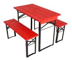 shortest table and benches set red