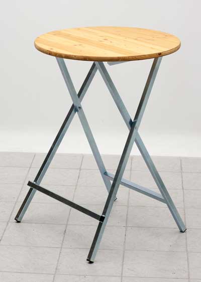 Standing table offer no.6d Douglas fir 80cm round
with galvanized scissor frame 