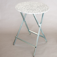 Standing table white with black dots