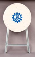 Standing table folded with logo