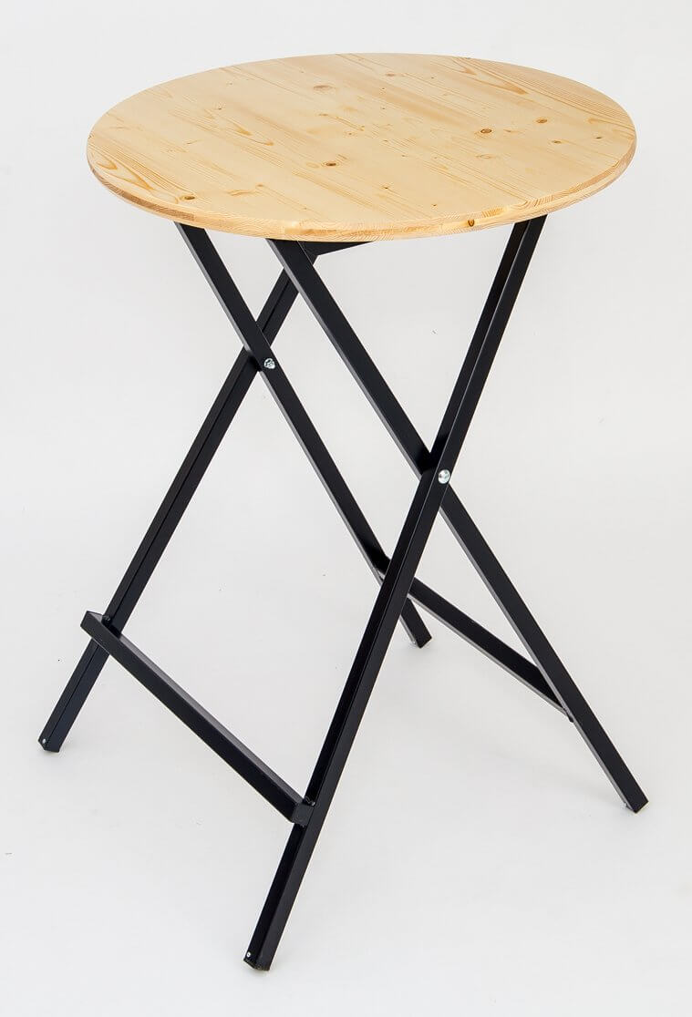 standing table powder-coated with 80 cm wooden plate
