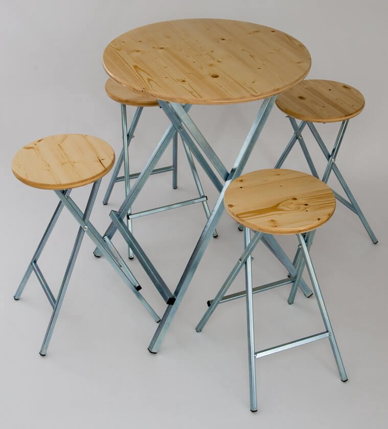 Standing table no.02 with matching stools foldable 