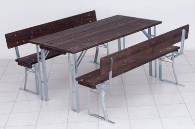 Table and benches set four-legged, galvanized with back rest special offer no.134a 
