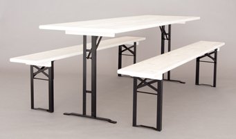 Table and benches furniture with maximum legroom 145