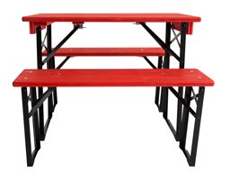 short table and benches set- red black