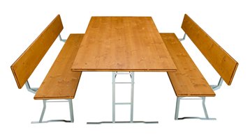 Table and benches set XXL with legroom