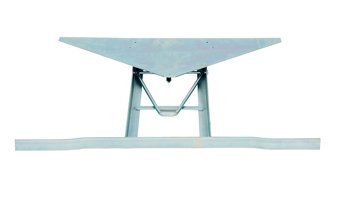 T-shaped table frame with triangular iron top