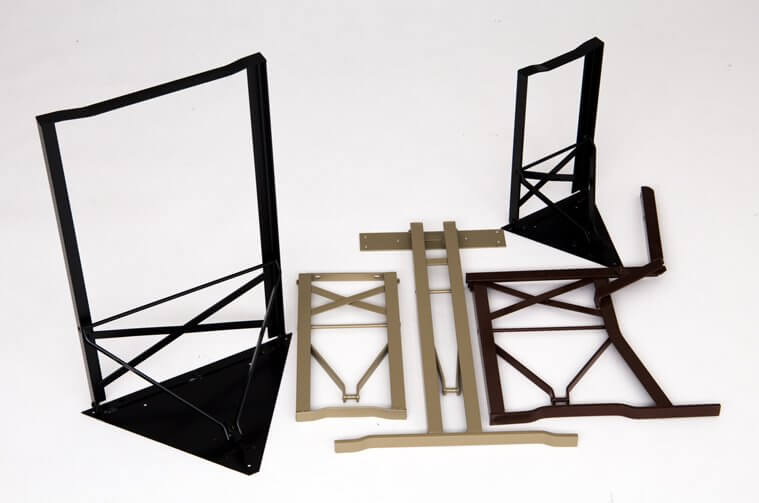 Powder-coated bench frames and table frames are available in almost all RAL colours