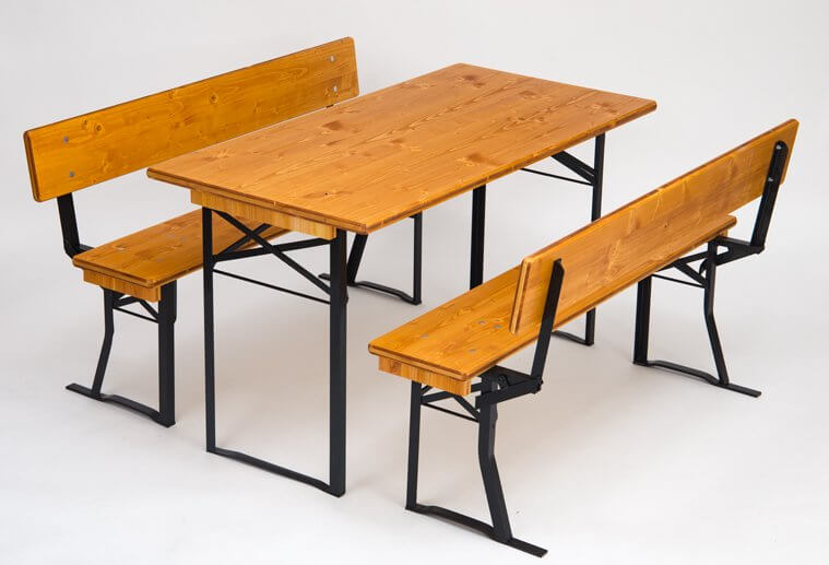 Table and benches sets with back teak